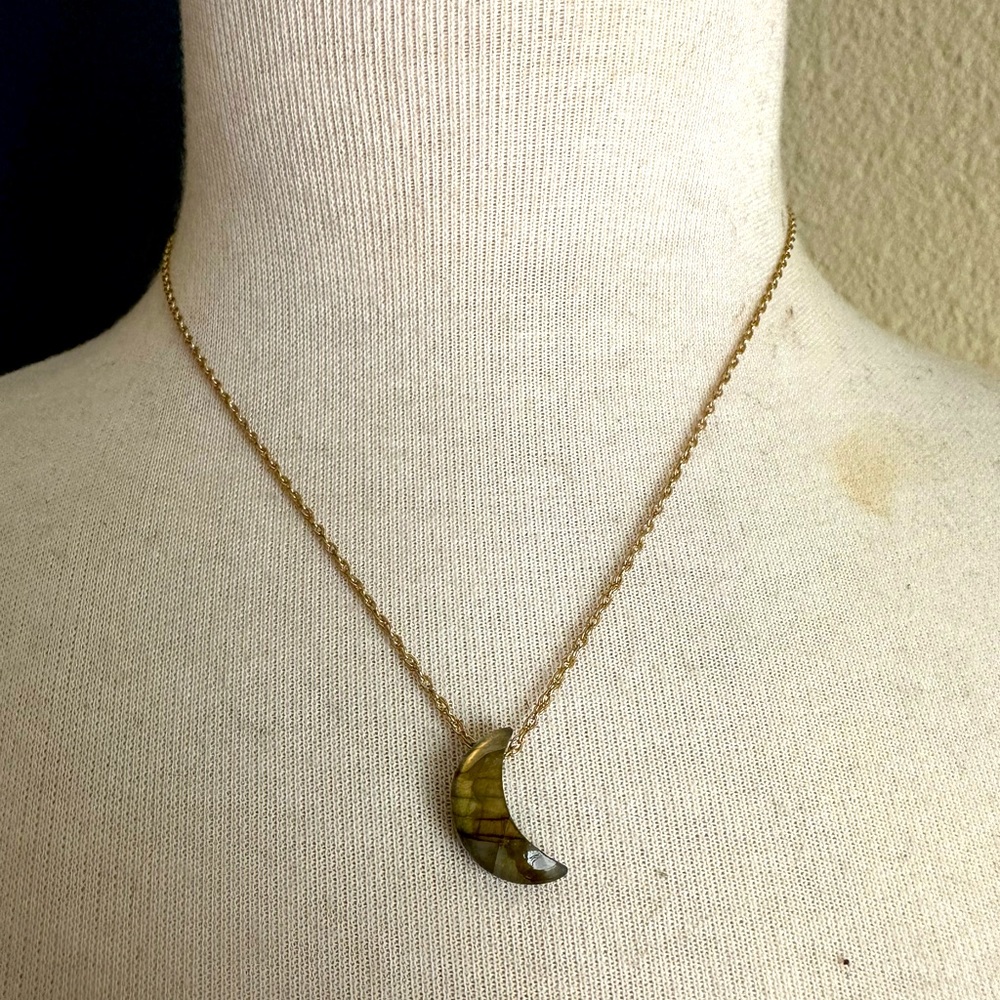 Kris Nations Labradorite Crescent Moon Gold Filled Adjustable Necklace